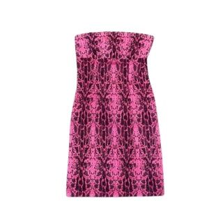 Vintage Y2K Sexy Snakeskin Strapless Mini Dress Necessary Objects Small Pink